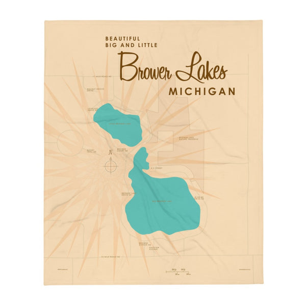 Big and Little Brower Lakes Michigan Throw Blanket