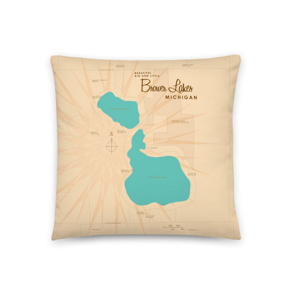 Big and Little Brower Lakes Michigan Pillow