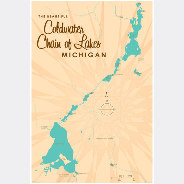 Coldwater Chain of Lakes Michigan, Paper Print
