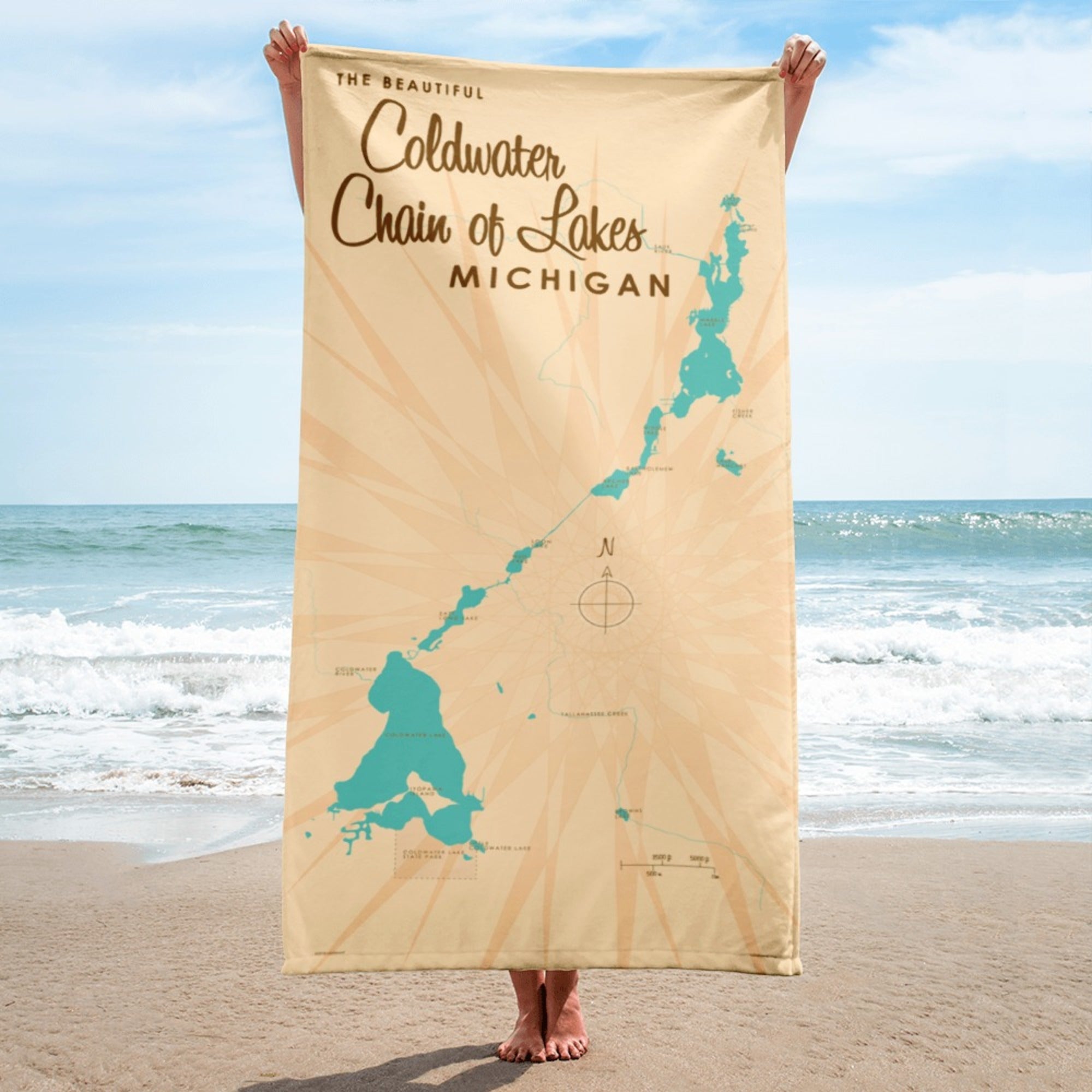 Coldwater Chain of Lakes Michigan Beach Towel