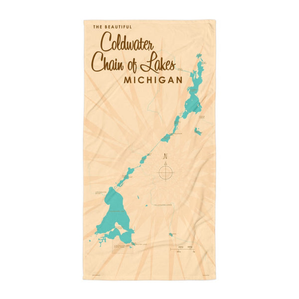 Coldwater Chain of Lakes Michigan Beach Towel