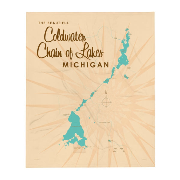 Coldwater Chain of Lakes Michigan Throw Blanket