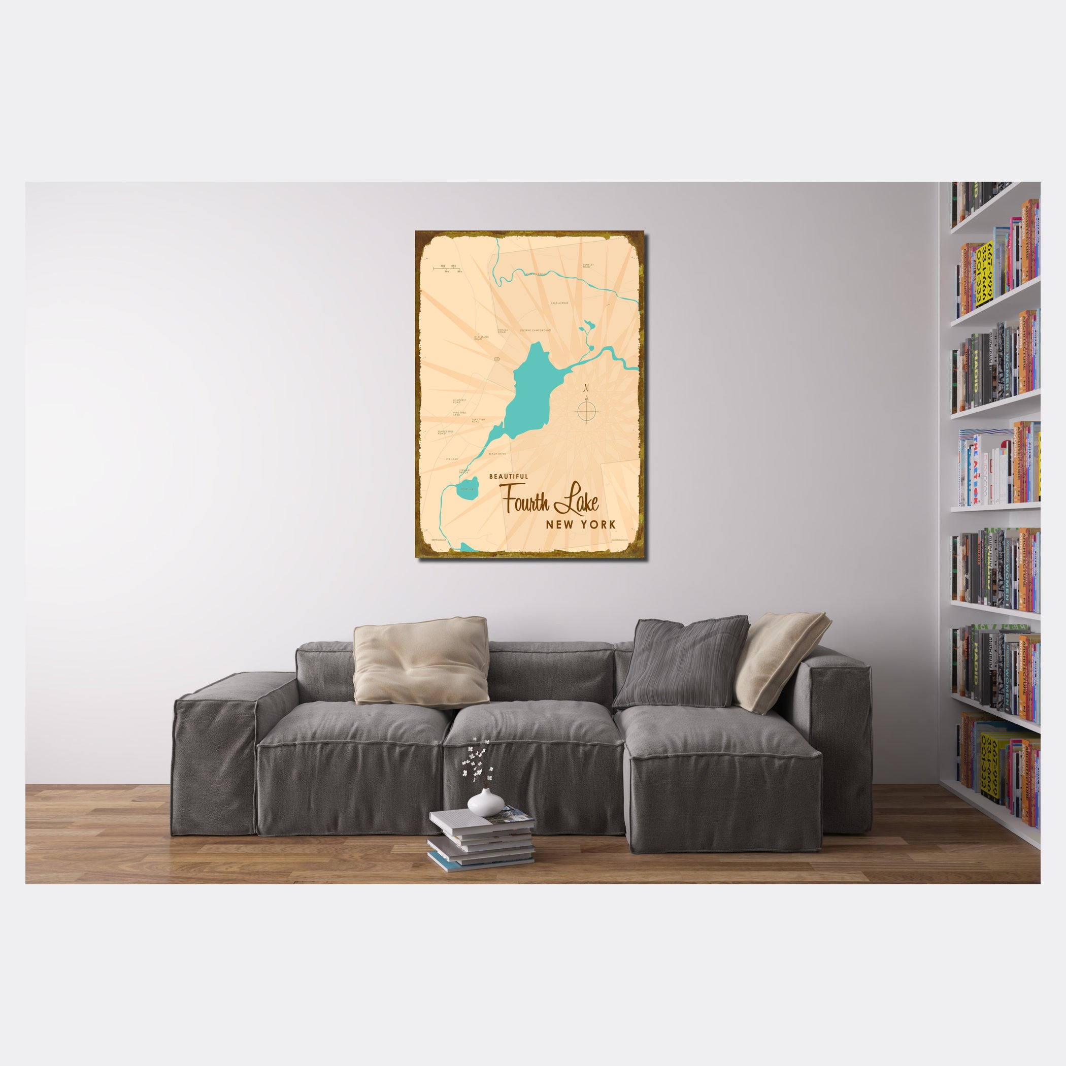 Fourth Lake NY (Warren County), Sign Map Art