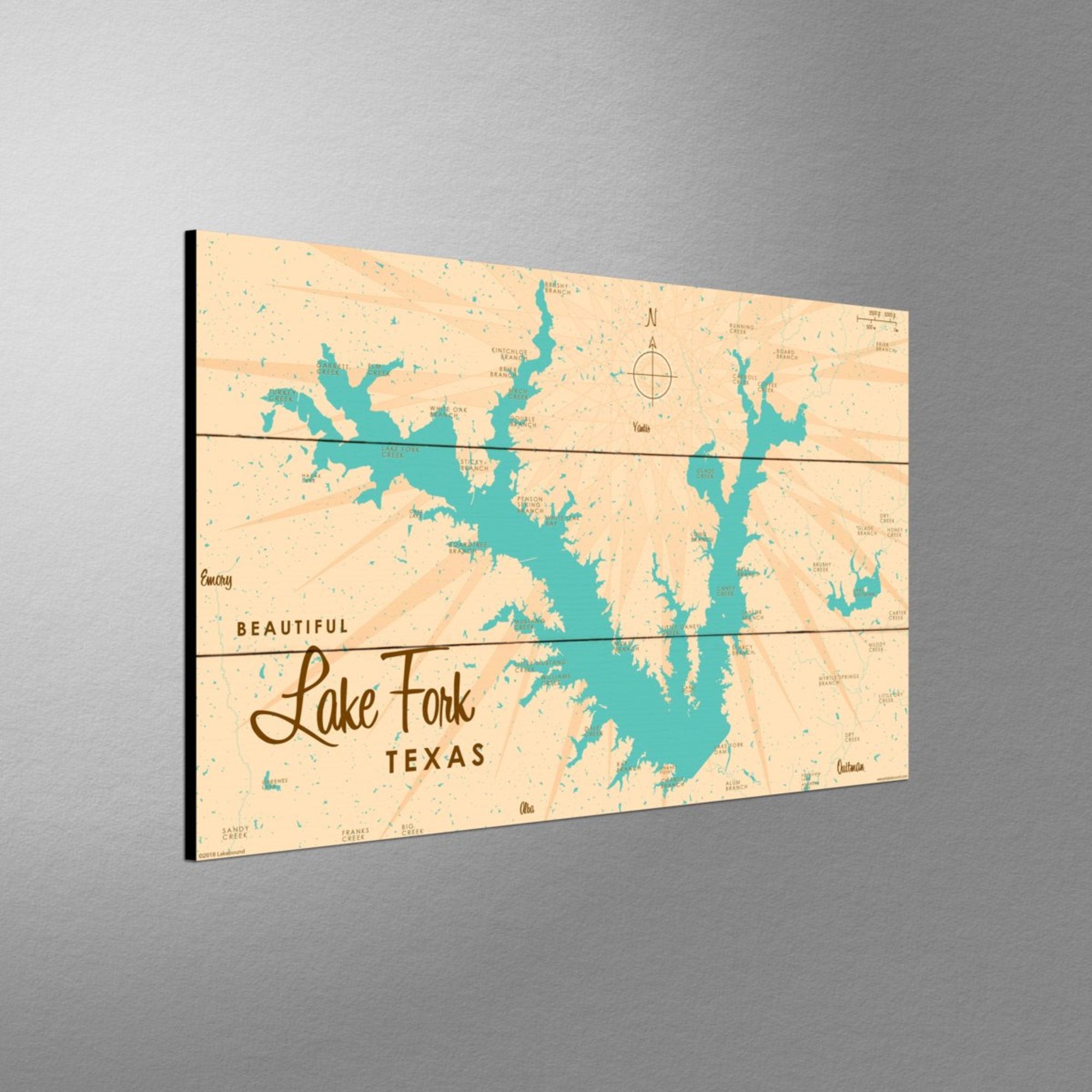 Lake Fork Texas, Wood Sign Map Art