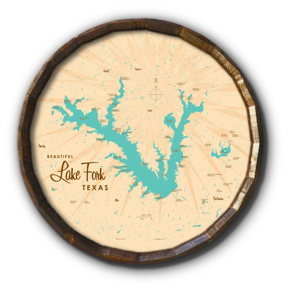 Lake Fork Texas, Barrel End Map Art