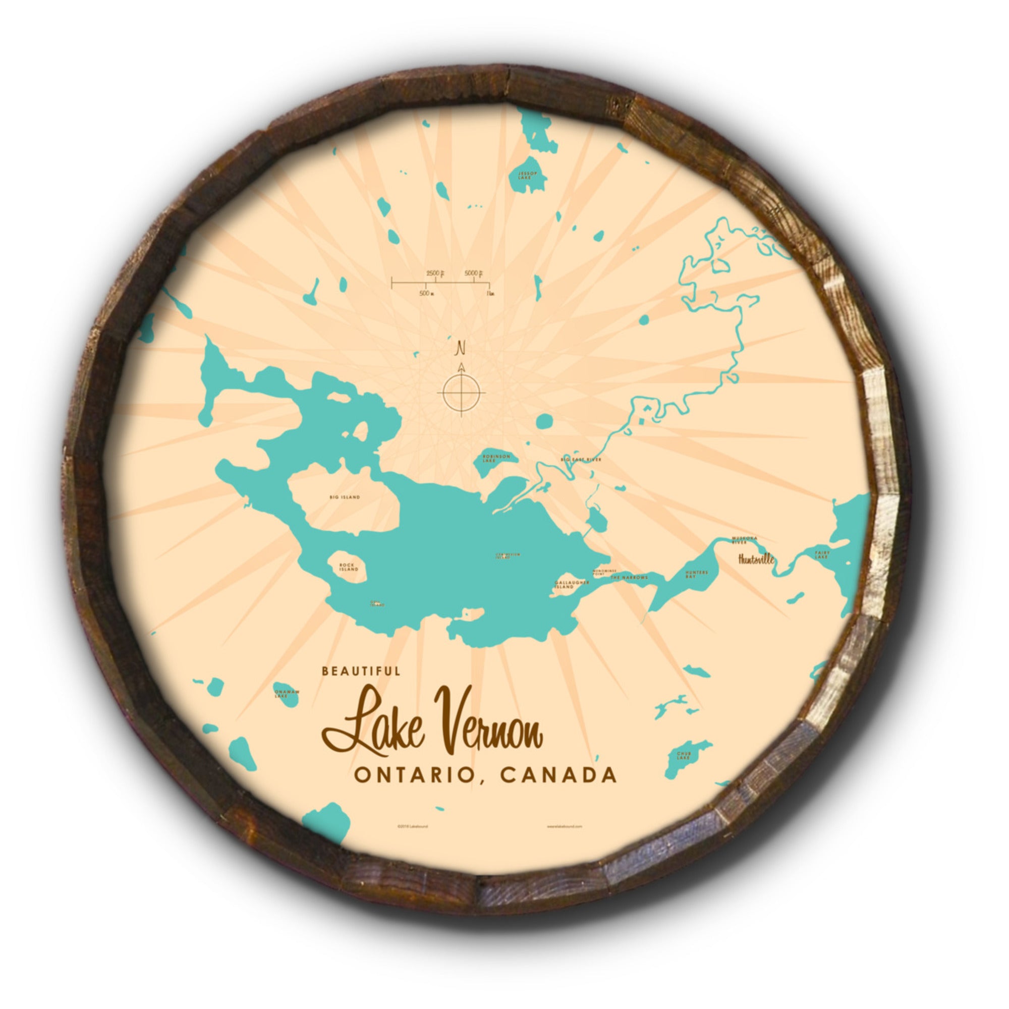 Lake Vernon Ontario, Barrel End Map Art