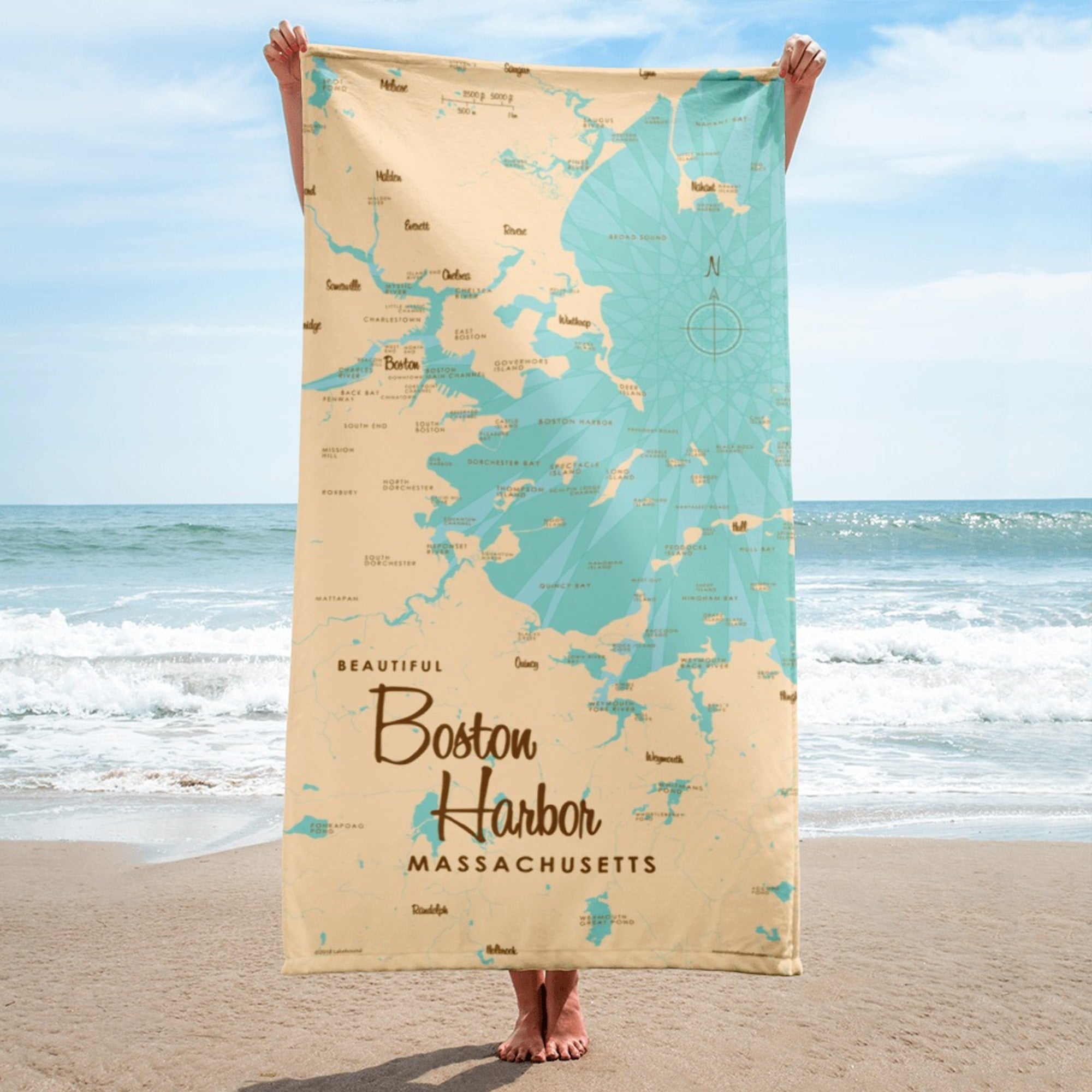 Boston Harbor Massachusetts Beach Towel