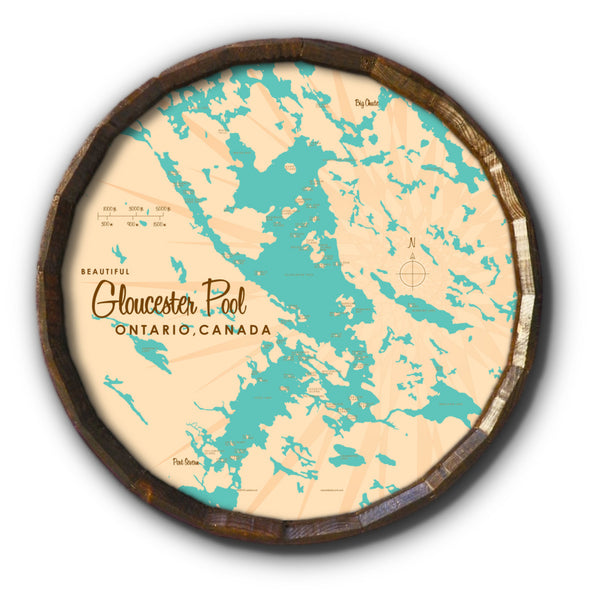 Gloucester Pool Ontario Canada, Barrel End Map Art