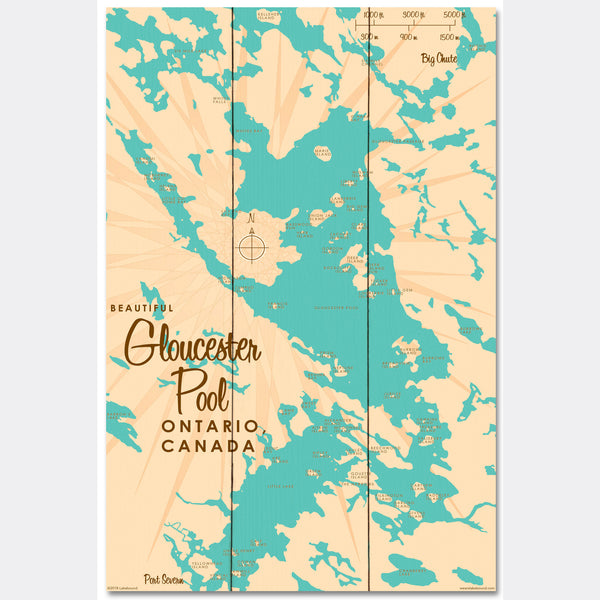 Gloucester Pool Ontario Canada, Wood Sign Map Art