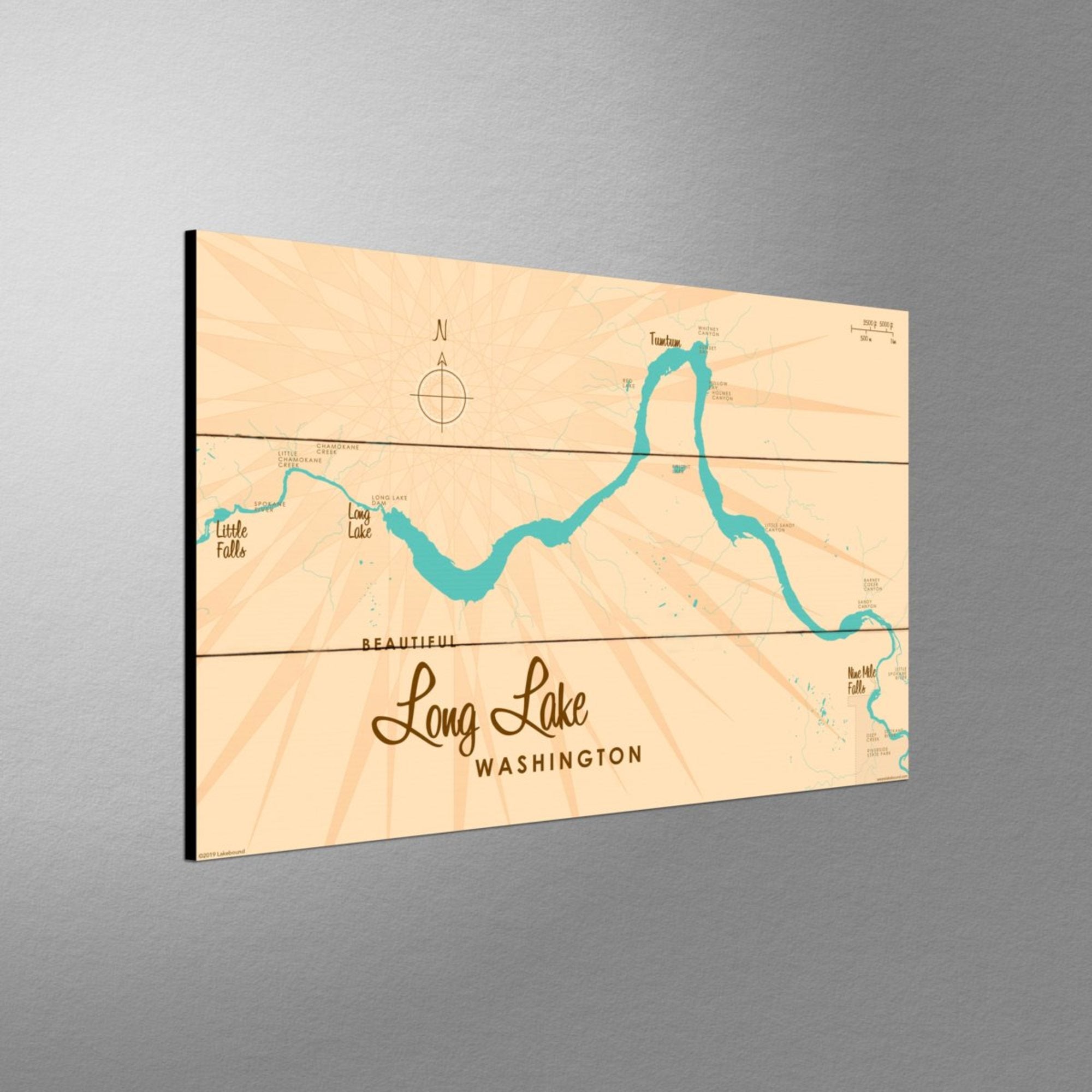 Long Lake Washington, Wood Sign Map Art