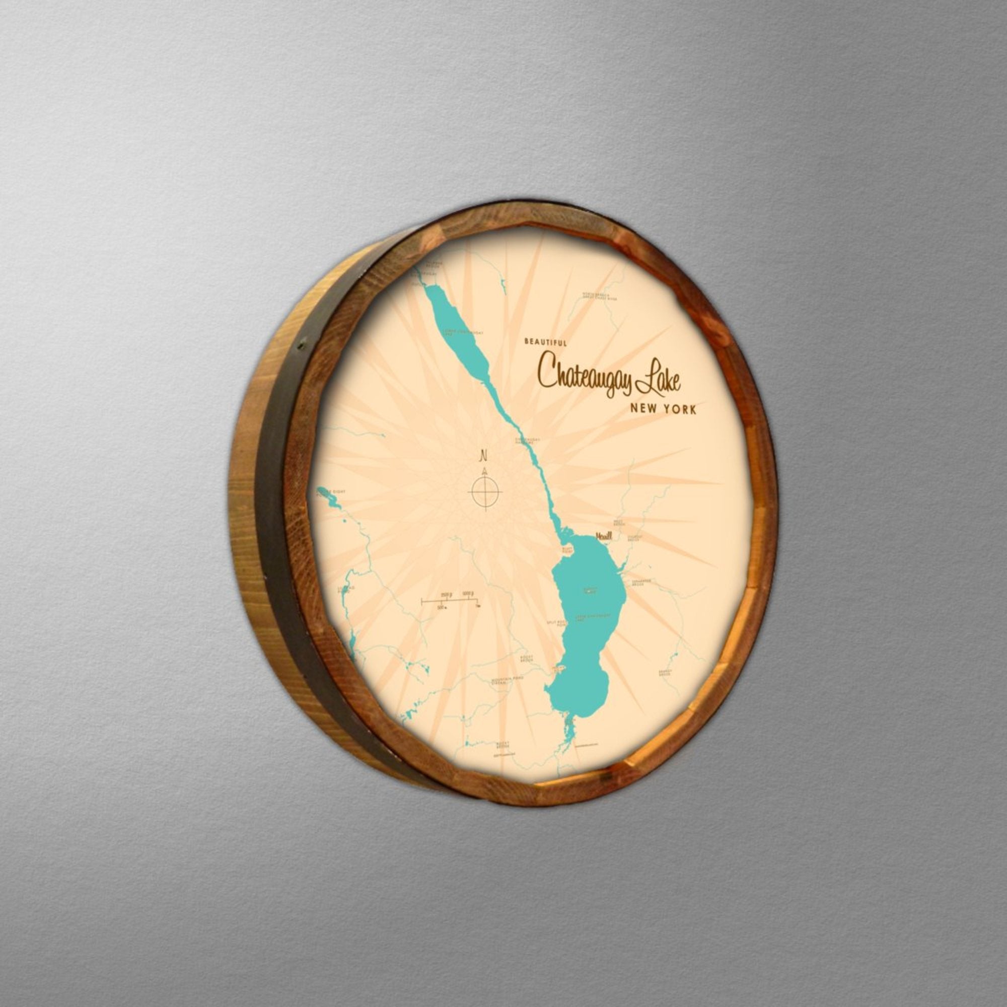 Chateaugay Lake New York, Barrel End Map Art