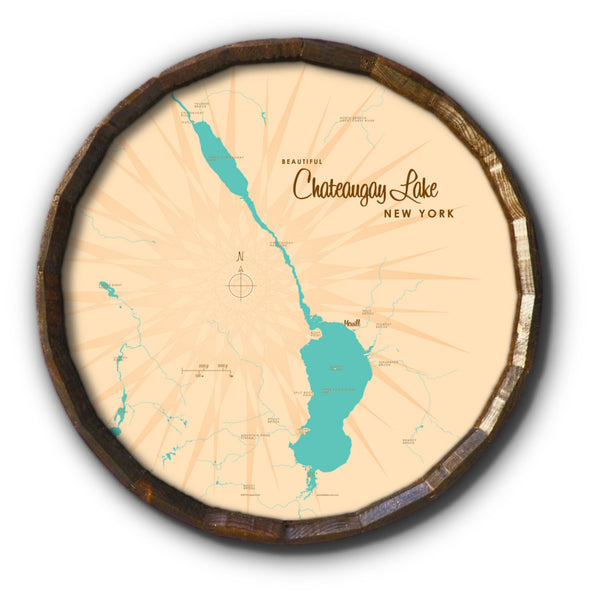 Chateaugay Lake New York, Barrel End Map Art