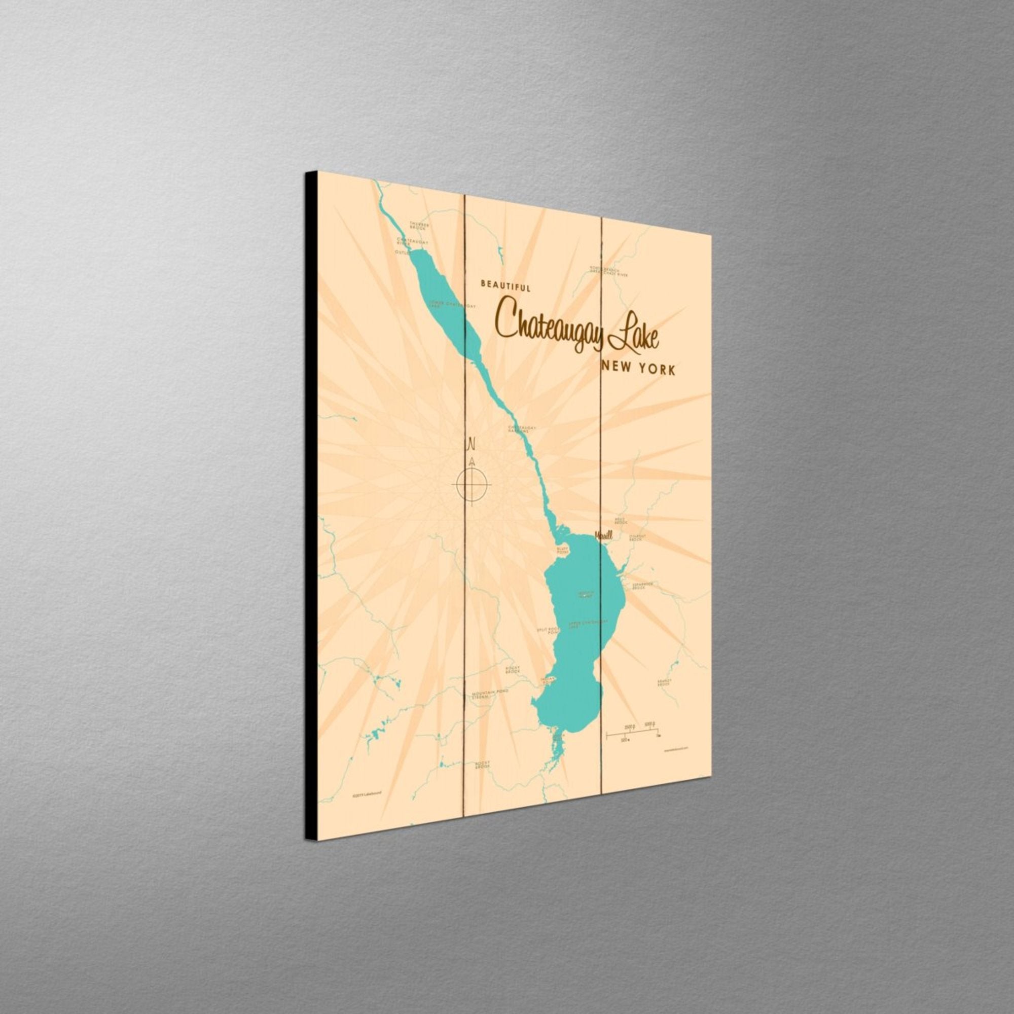 Chateaugay Lake New York, Wood Sign Map Art
