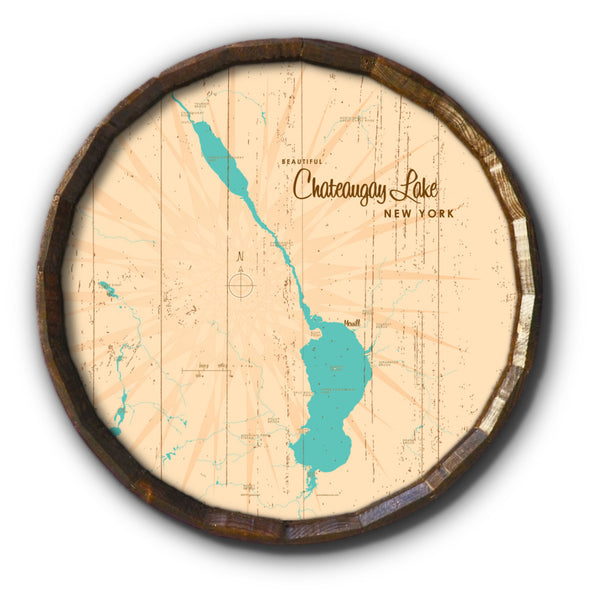 Chateaugay Lake New York, Rustic Barrel End Map Art