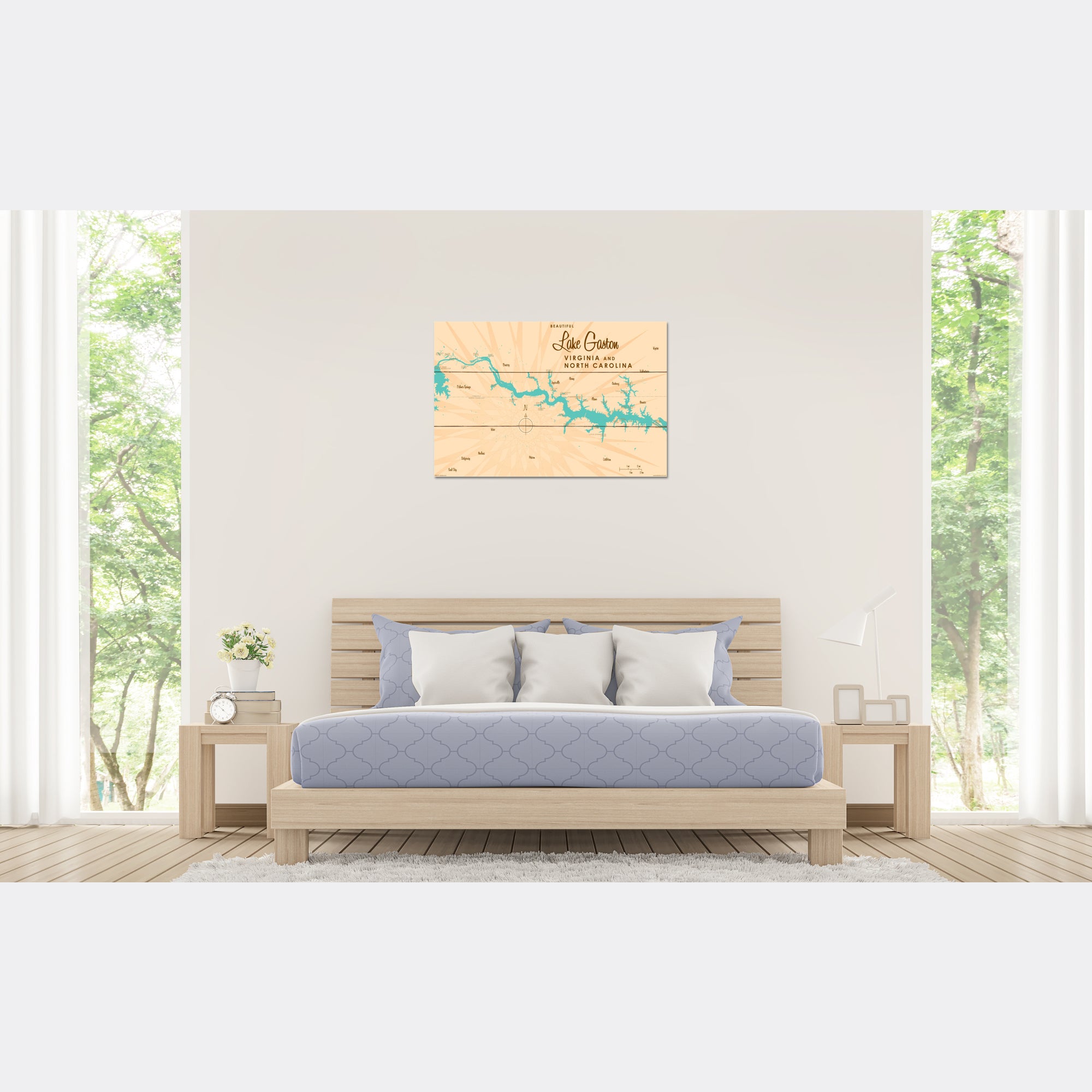 Lake Gaston VA North Carolina, Wood Sign Map Art