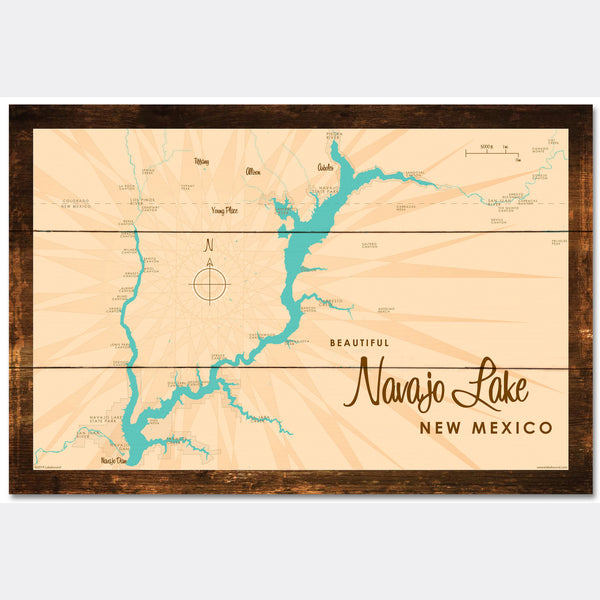 Navajo Lake New Mexico, Rustic Wood Sign Map Art