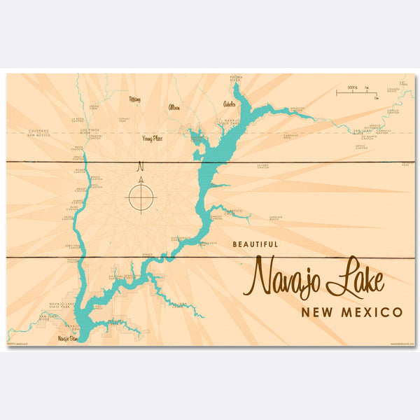 Navajo Lake New Mexico, Wood Sign Map Art