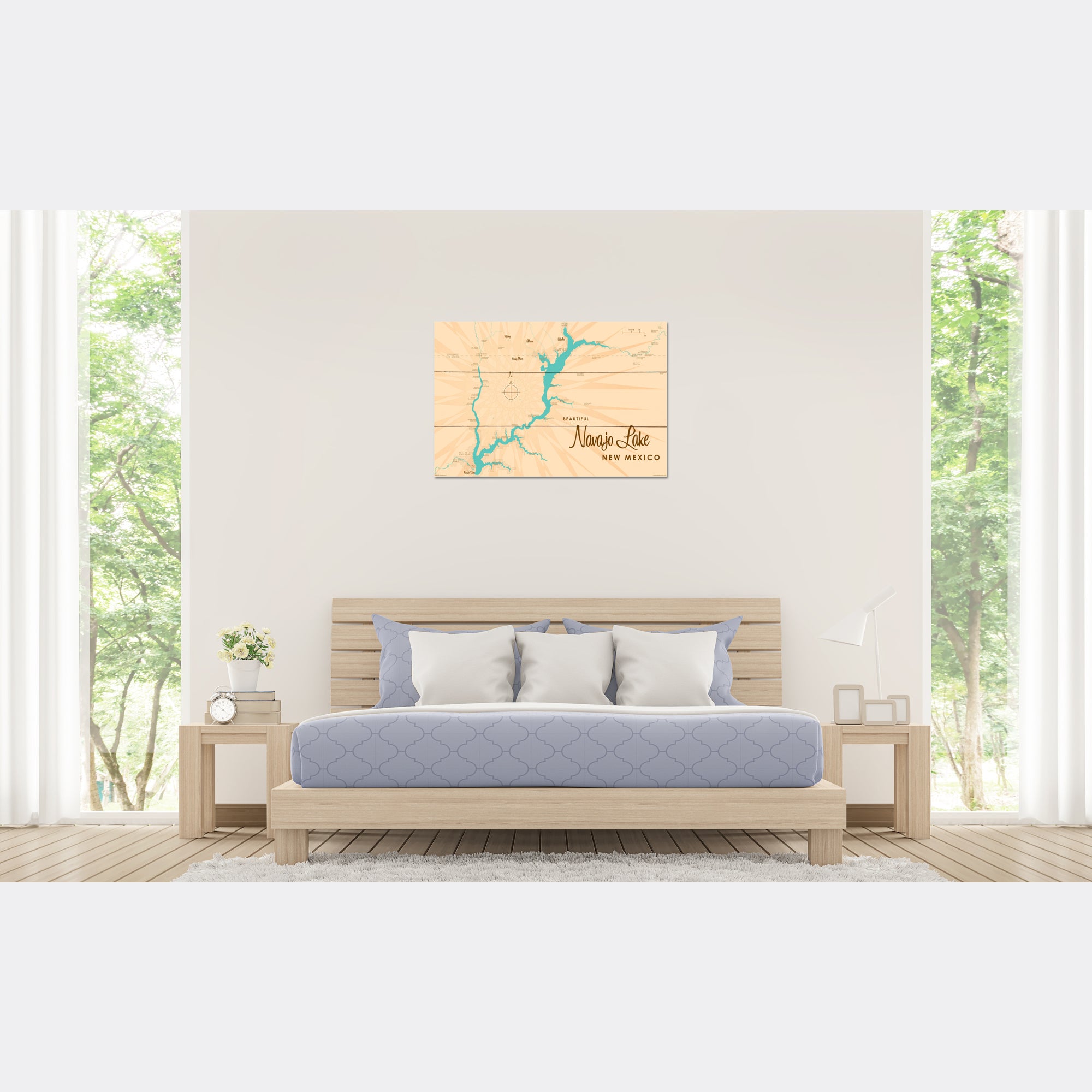 Navajo Lake New Mexico, Wood Sign Map Art