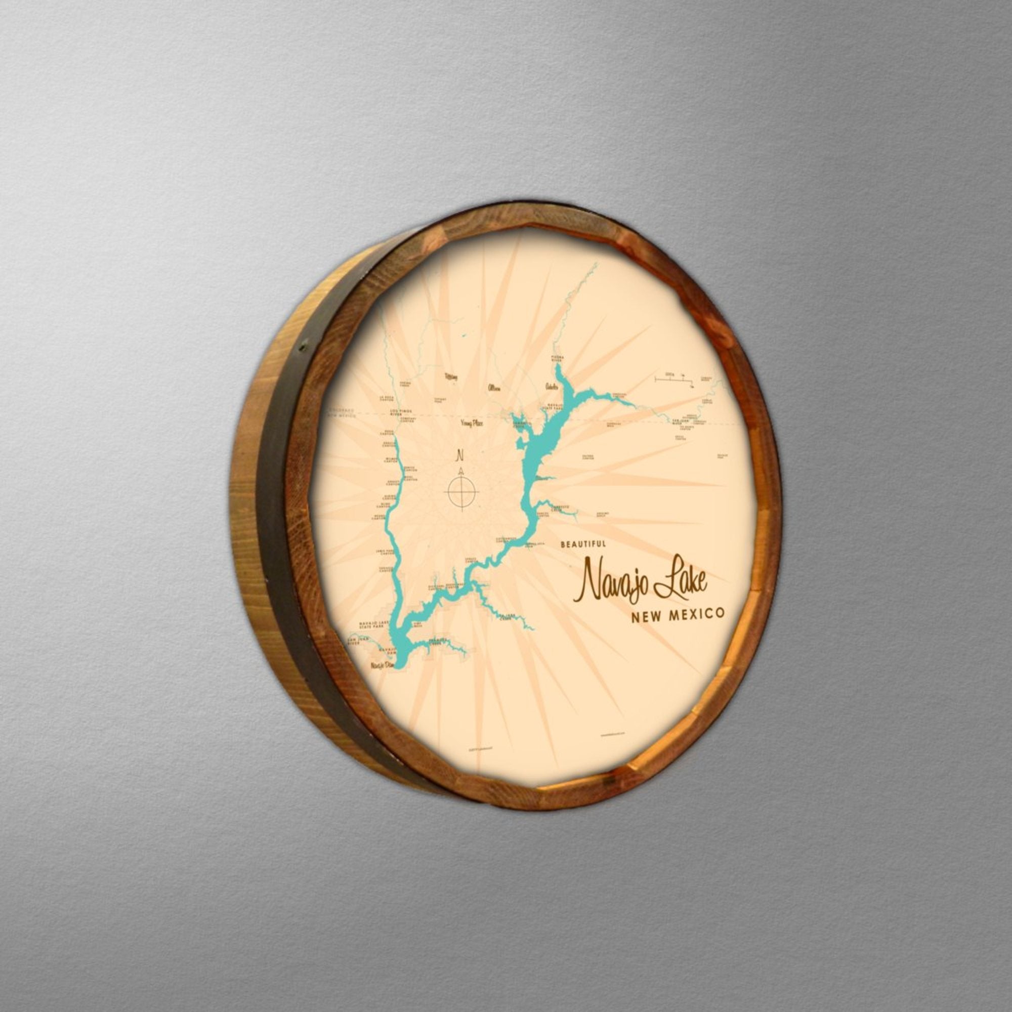 Navajo Lake New Mexico, Barrel End Map Art