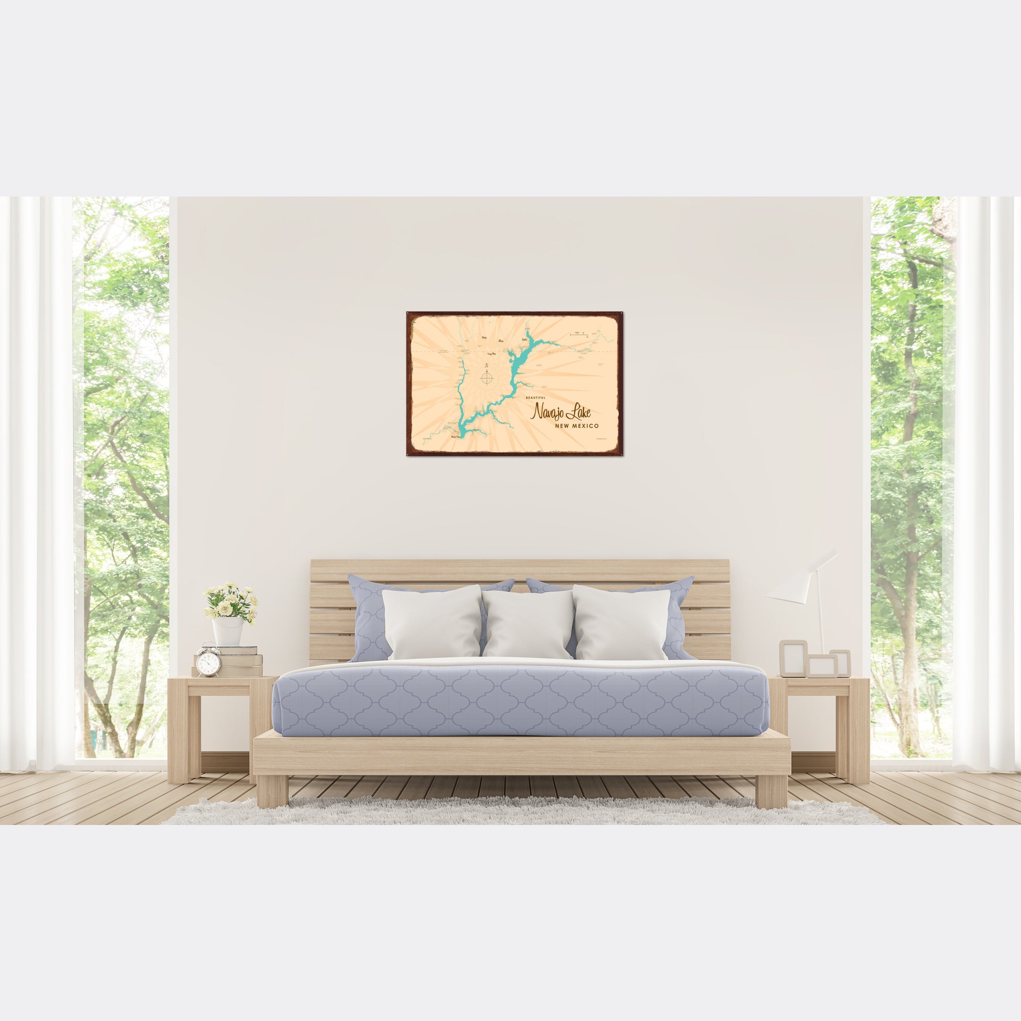 Navajo Lake New Mexico, Rustic Metal Sign Map Art