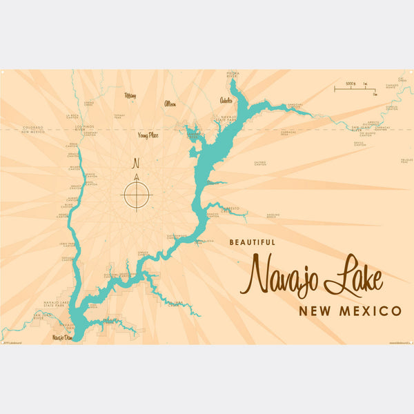 Navajo Lake New Mexico, Metal Sign Map Art