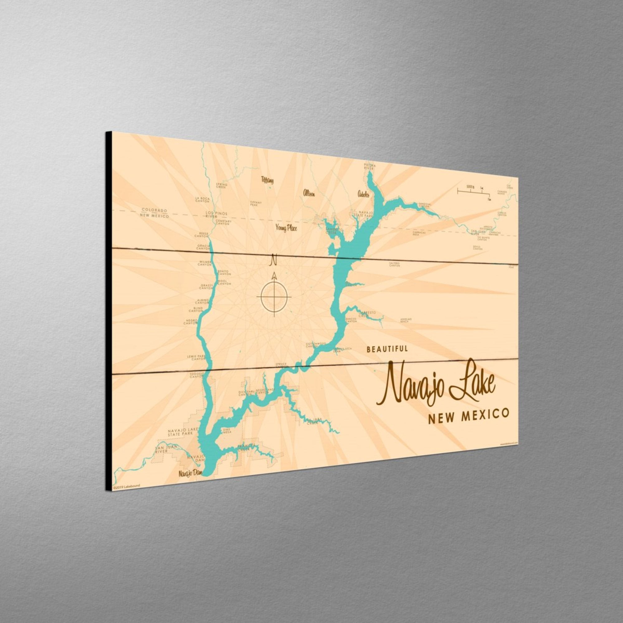 Navajo Lake New Mexico, Wood Sign Map Art