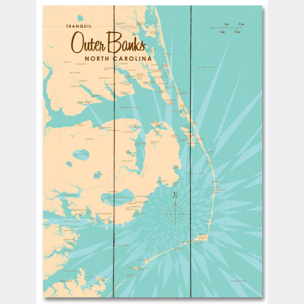 Outer Banks North Carolina, Wood Sign Map Art