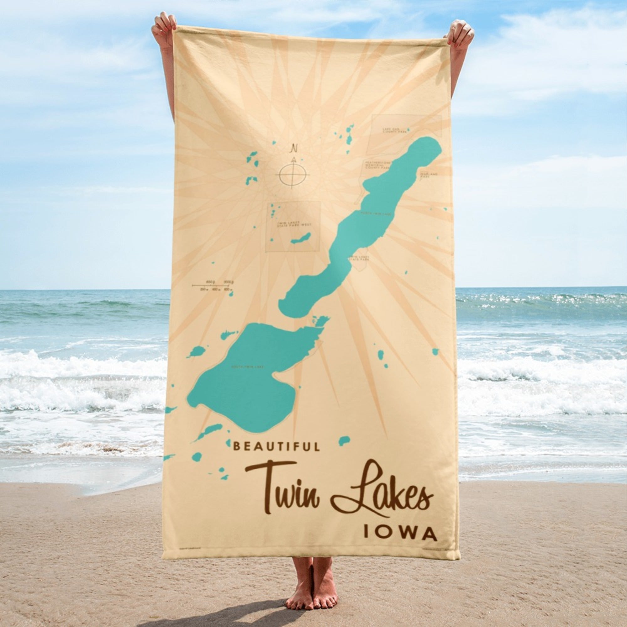 Twin Lakes Iowa Beach Towel