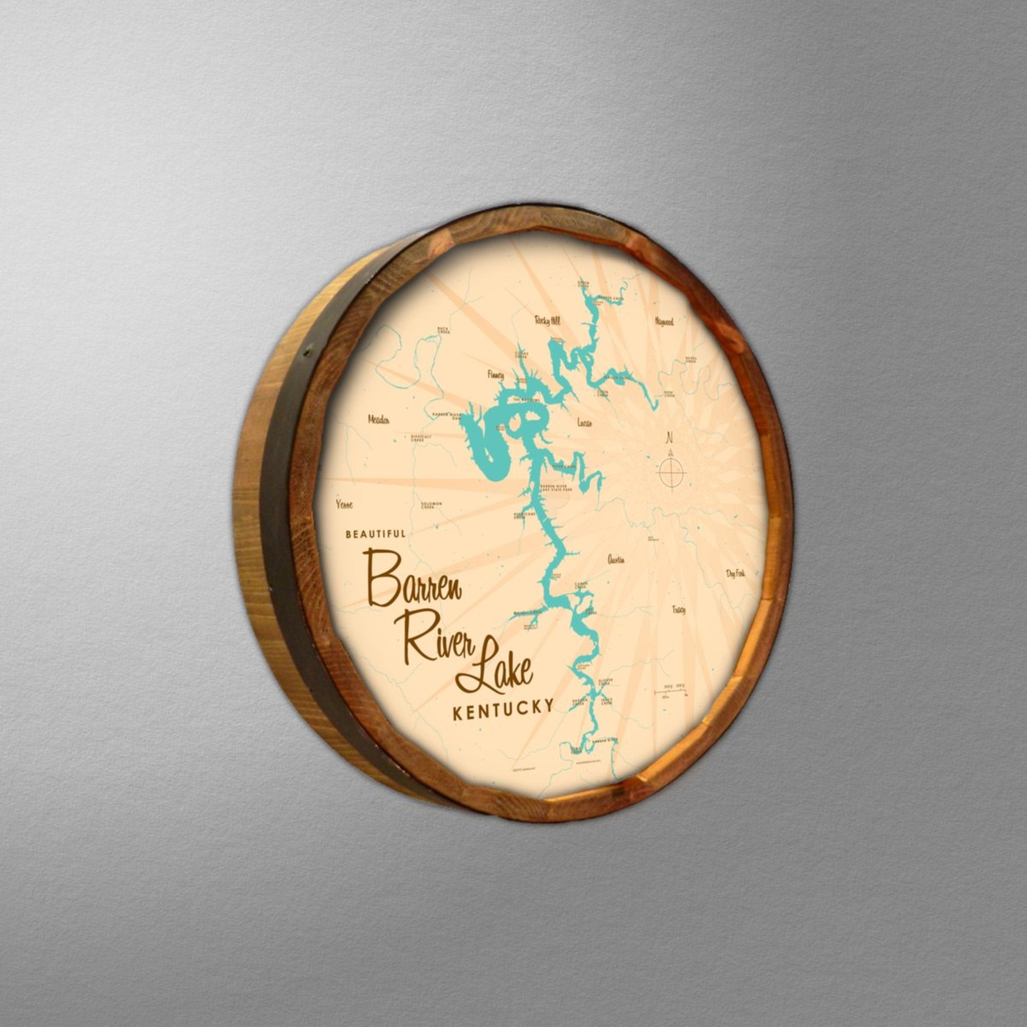 Barren River Lake Kentucky, Barrel End Map Art