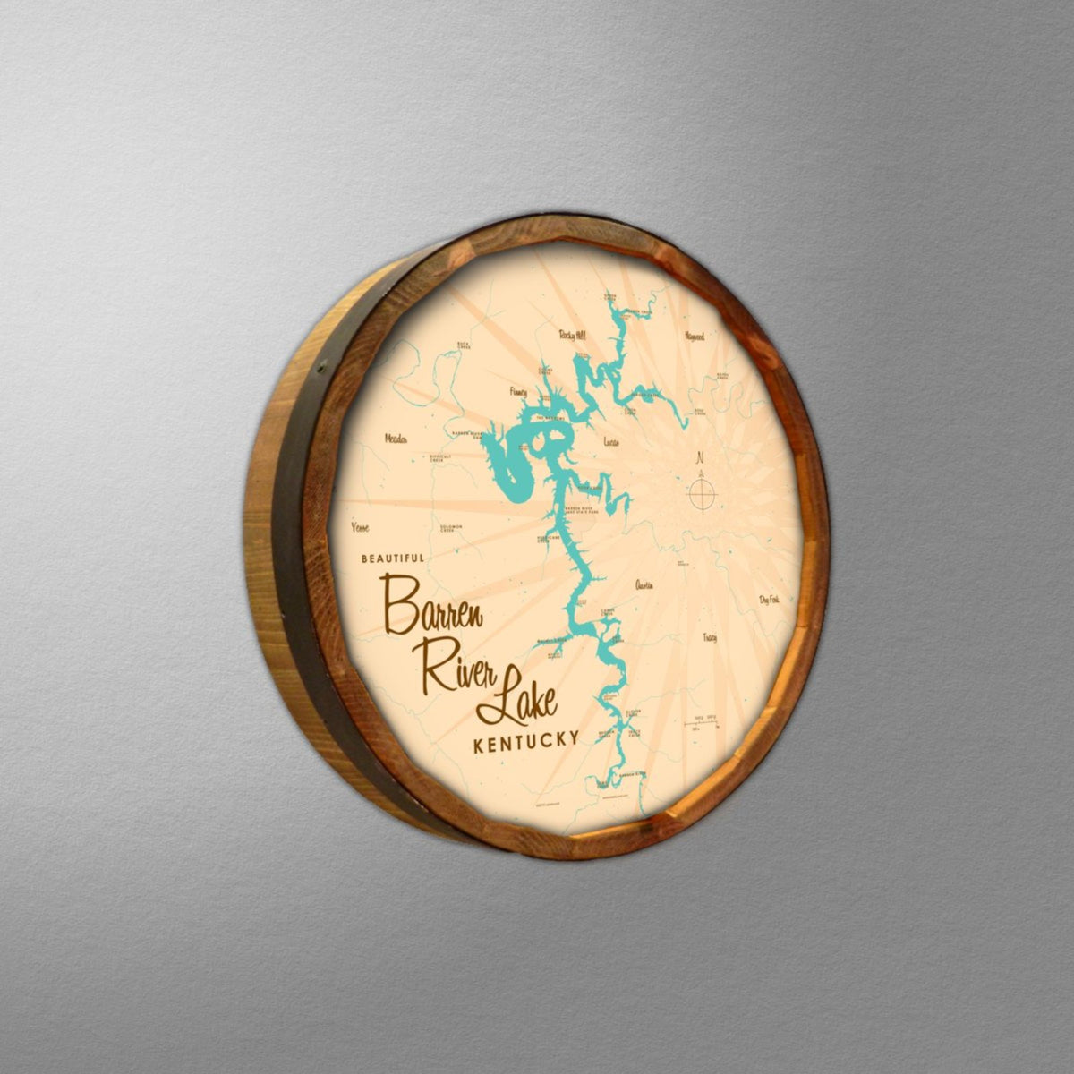 Barren River Lake Kentucky, Barrel End Map Art – Lakebound®