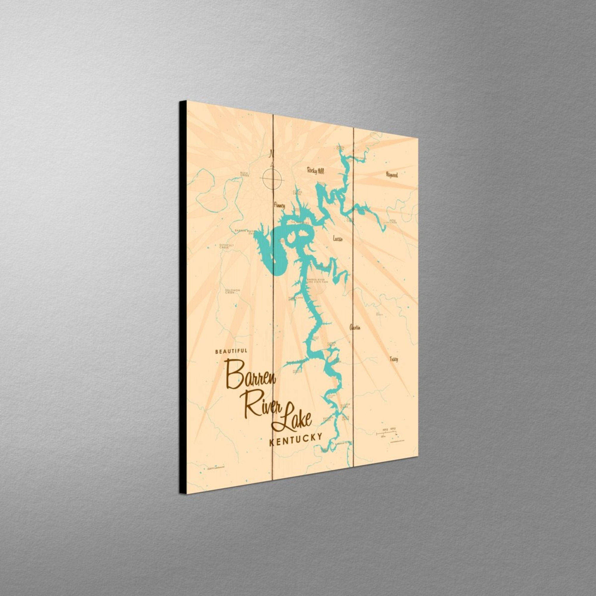 Barren River Lake Kentucky, Wood Sign Map Art