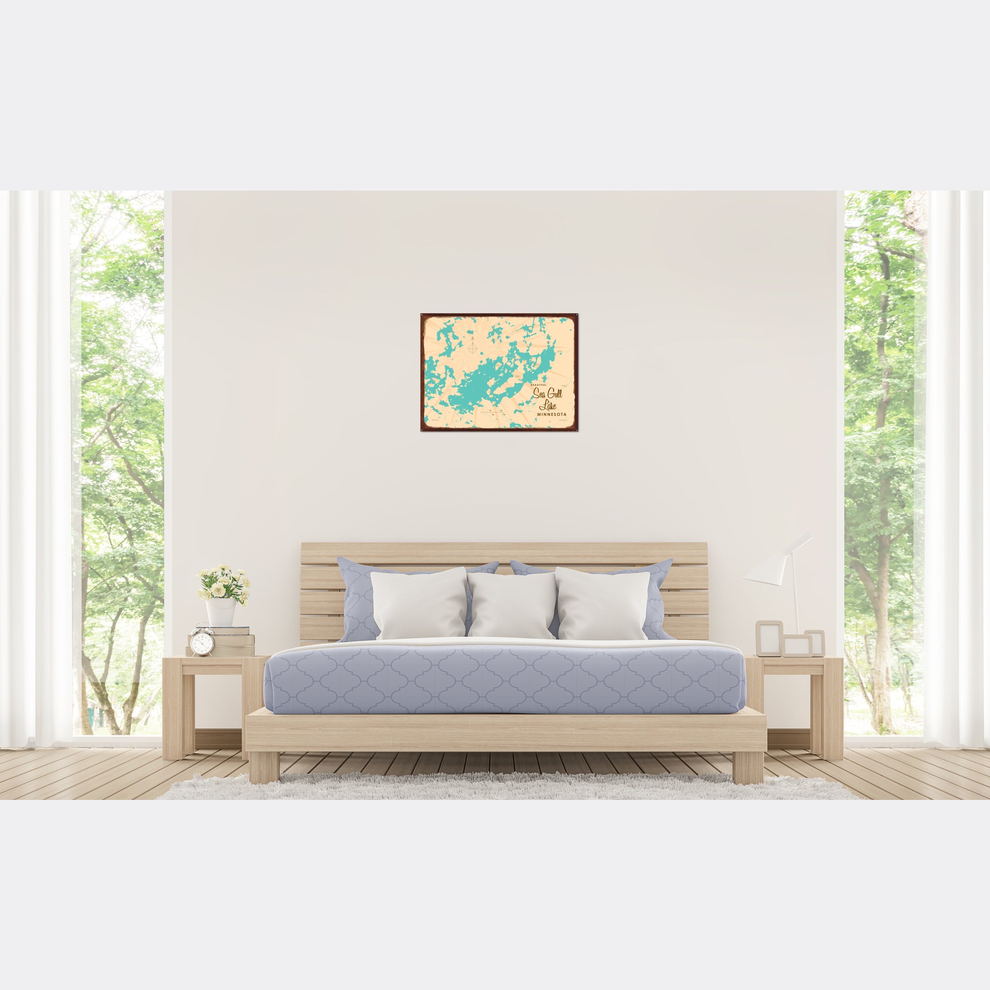 Sea Gull Lake Minnesota, Rustic Metal Sign Map Art