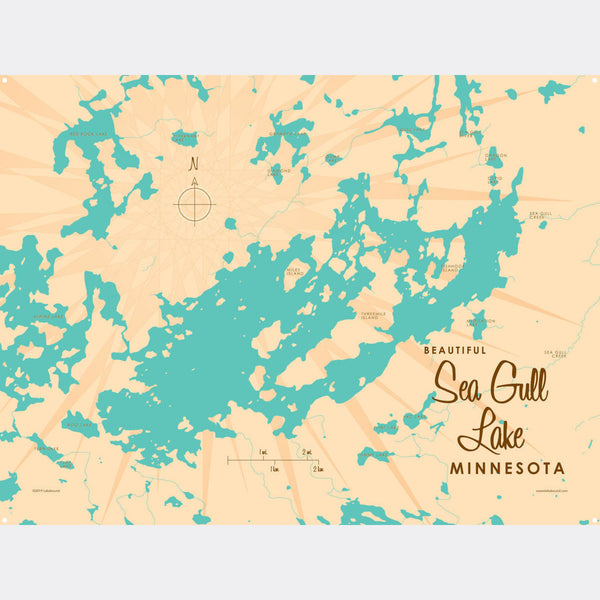 Sea Gull Lake Minnesota, Metal Sign Map Art