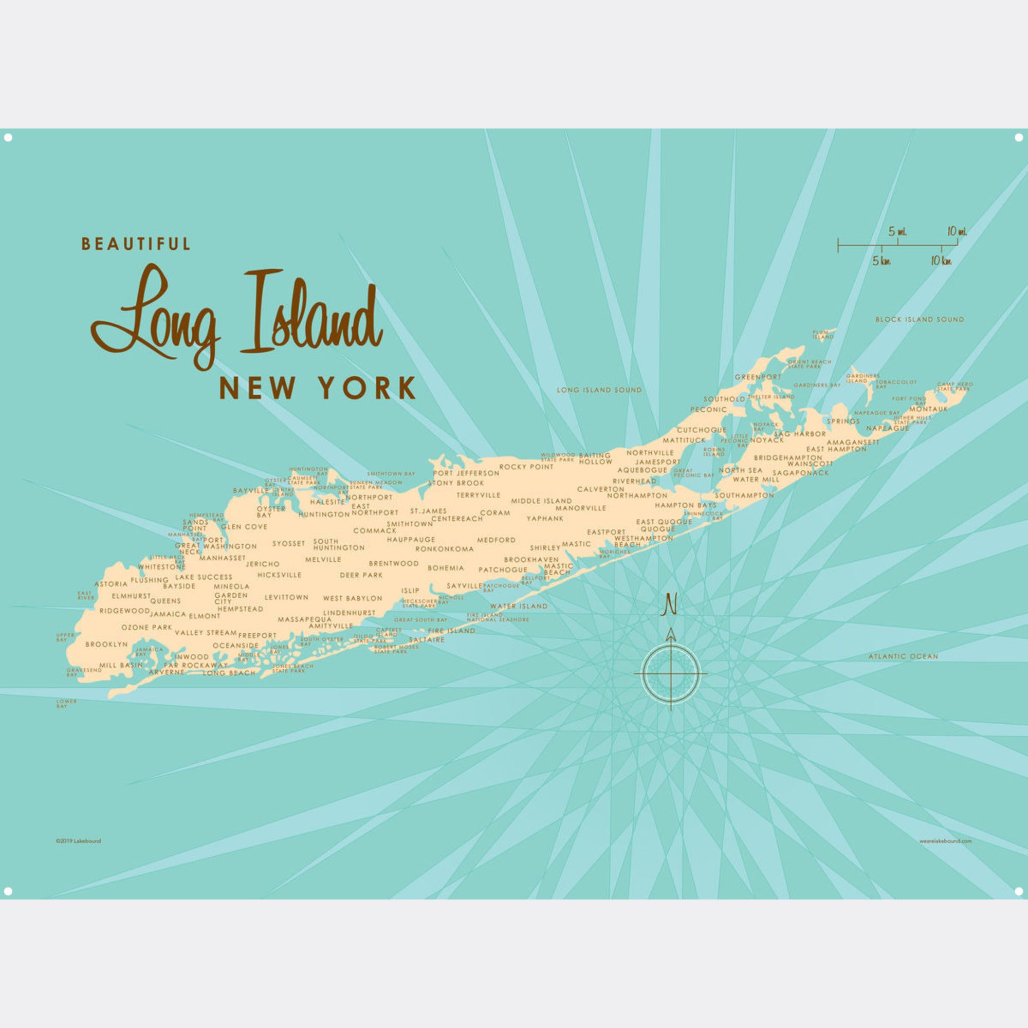 Long Island New York, Metal Sign Map Art