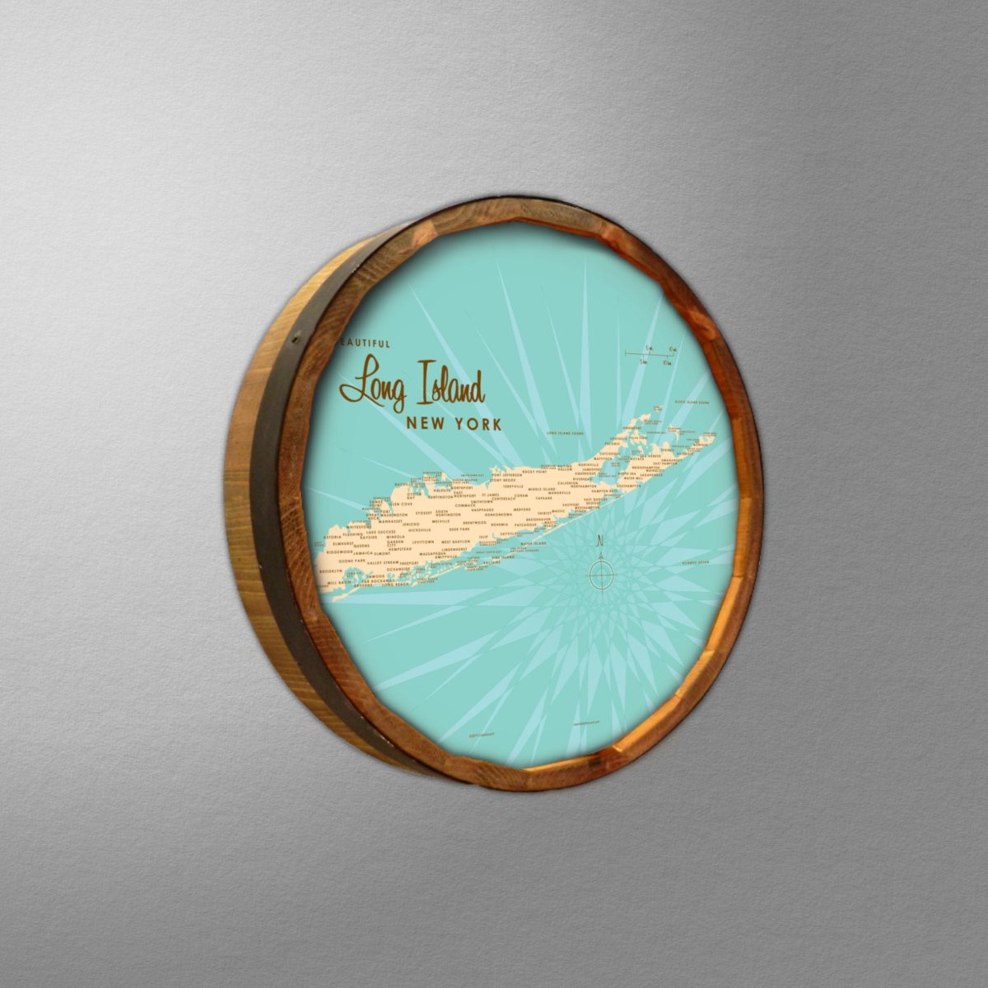 Long Island New York, Barrel End Map Art