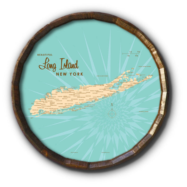 Long Island New York, Barrel End Map Art