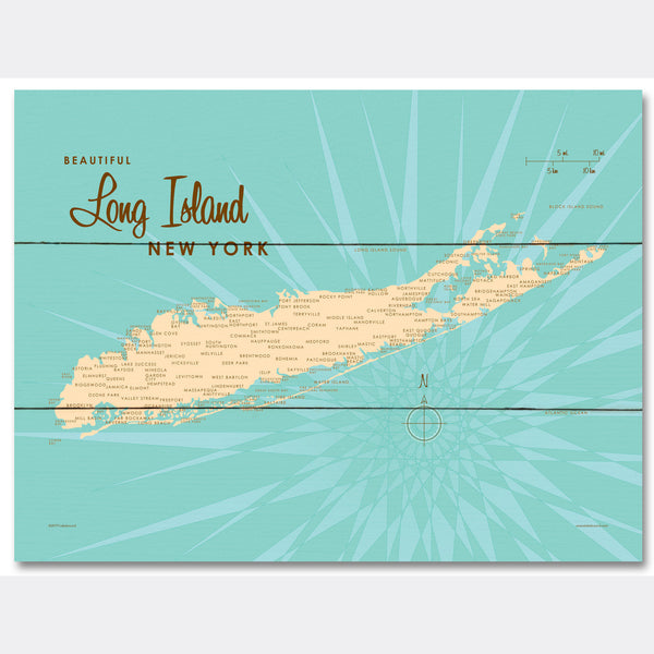 Long Island New York, Wood Sign Map Art