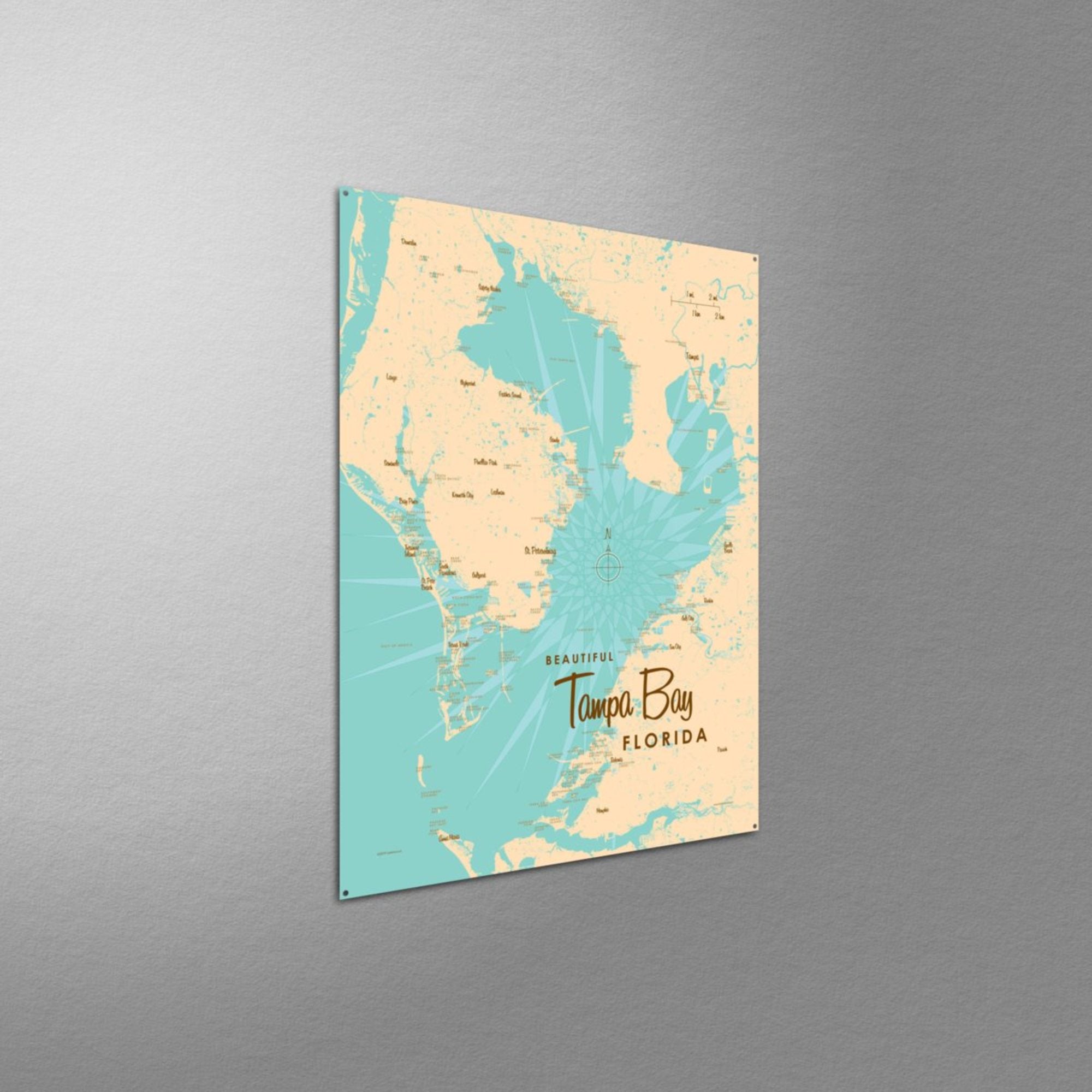 Tampa Bay Florida, Metal Sign Map Art