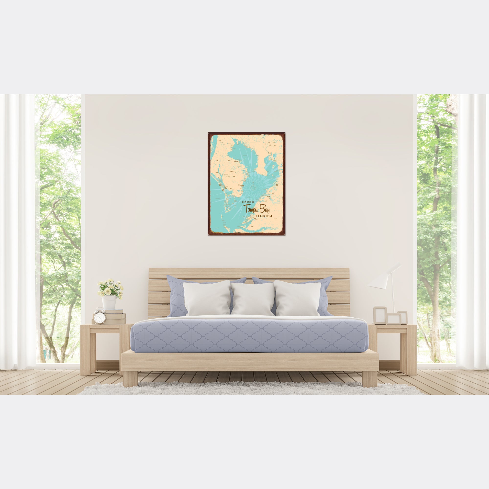 Tampa Bay Florida, Rustic Metal Sign Map Art