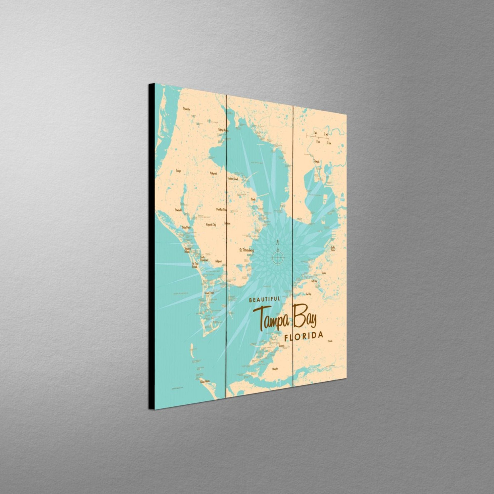 Tampa Bay Florida, Wood Sign Map Art