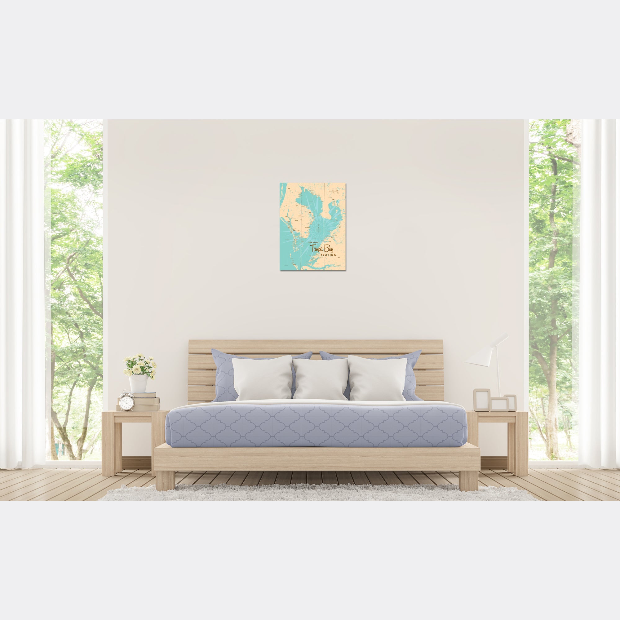 Tampa Bay Florida, Wood Sign Map Art