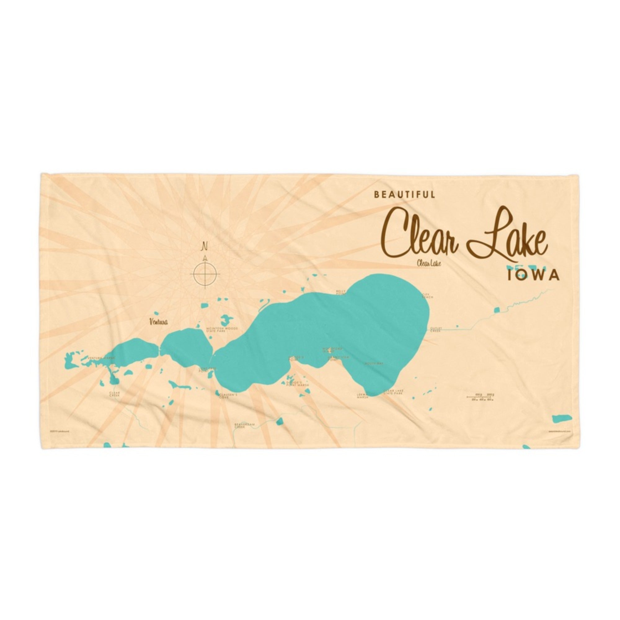 Clear Lake Iowa Beach Towel