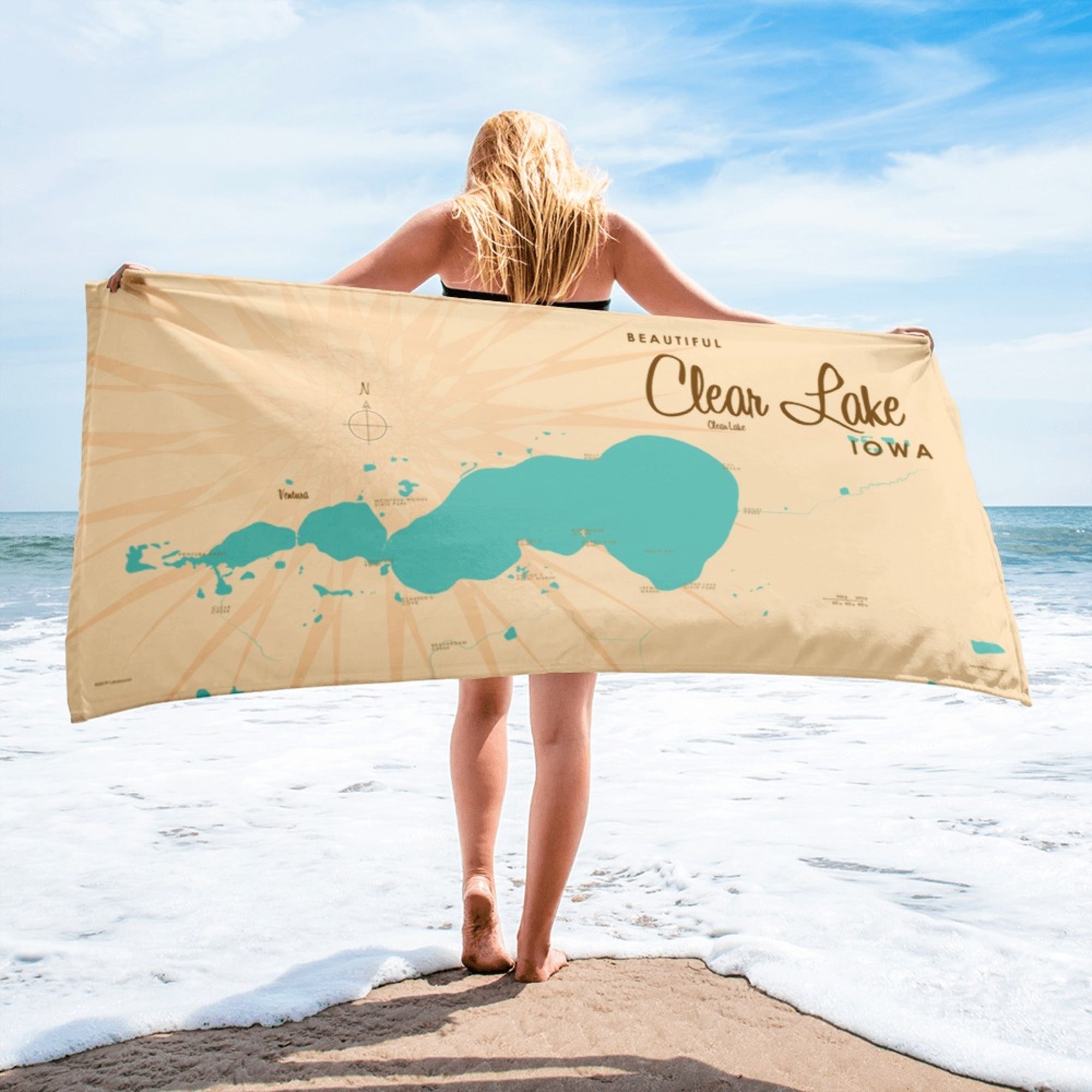 Clear Lake Iowa Beach Towel