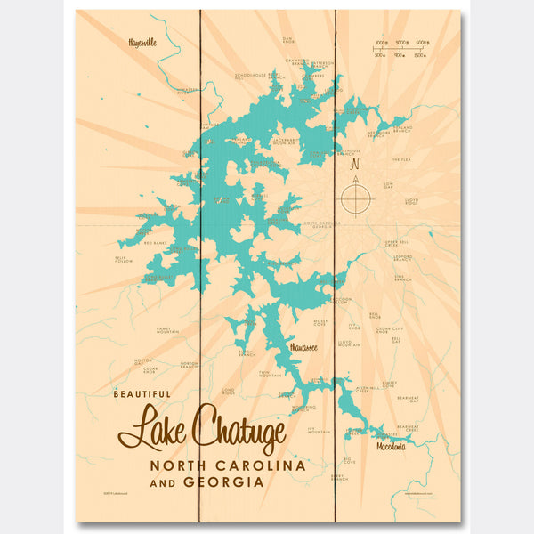 Lake Chatuge NC Georgia, Wood Sign Map Art