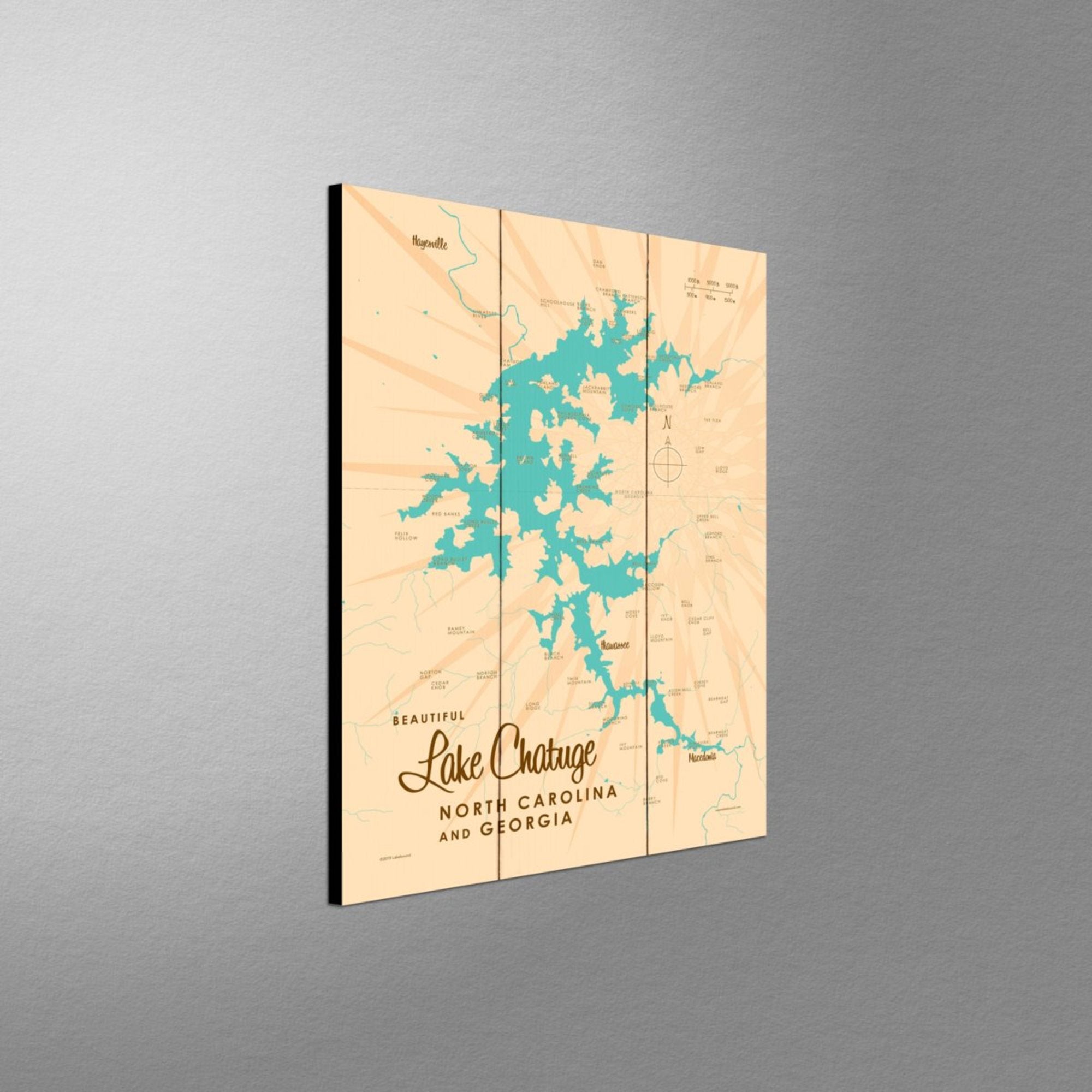 Lake Chatuge NC Georgia, Wood Sign Map Art