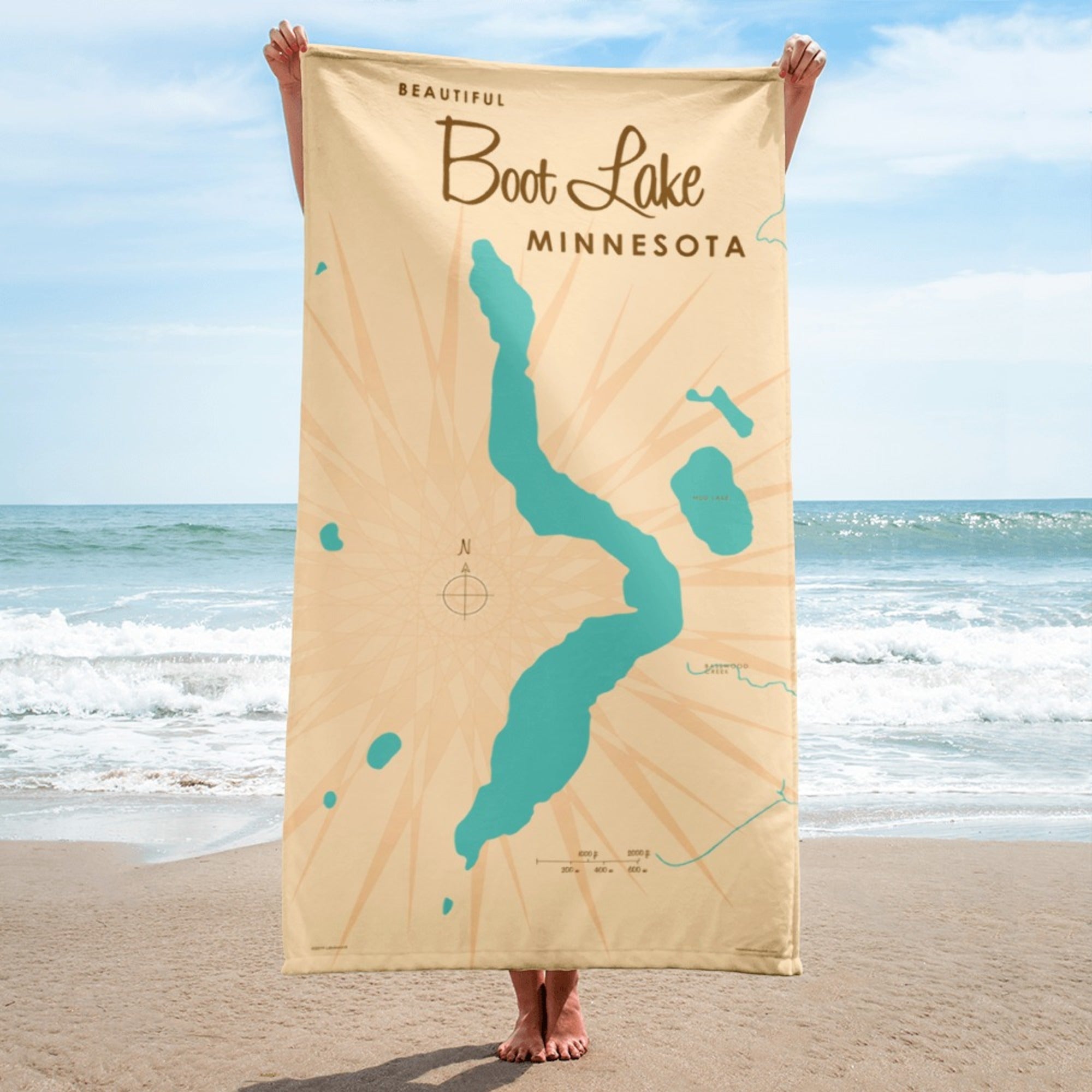 Boot Lake Minnesota Beach Towel