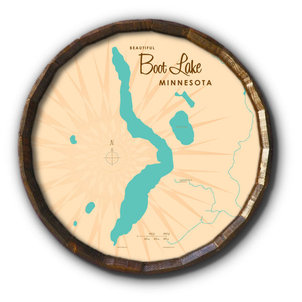 Boot Lake Minnesota, Barrel End Map Art