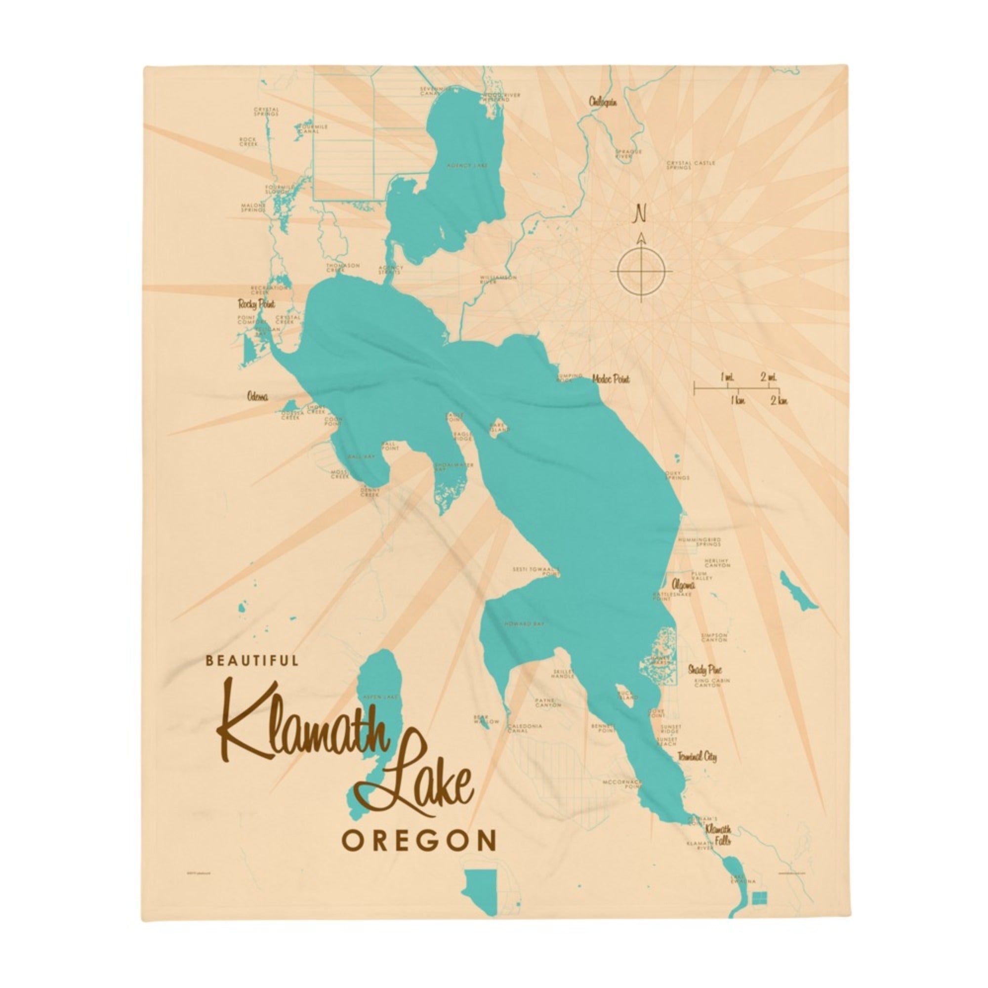 Klamath Lake Oregon Throw Blanket