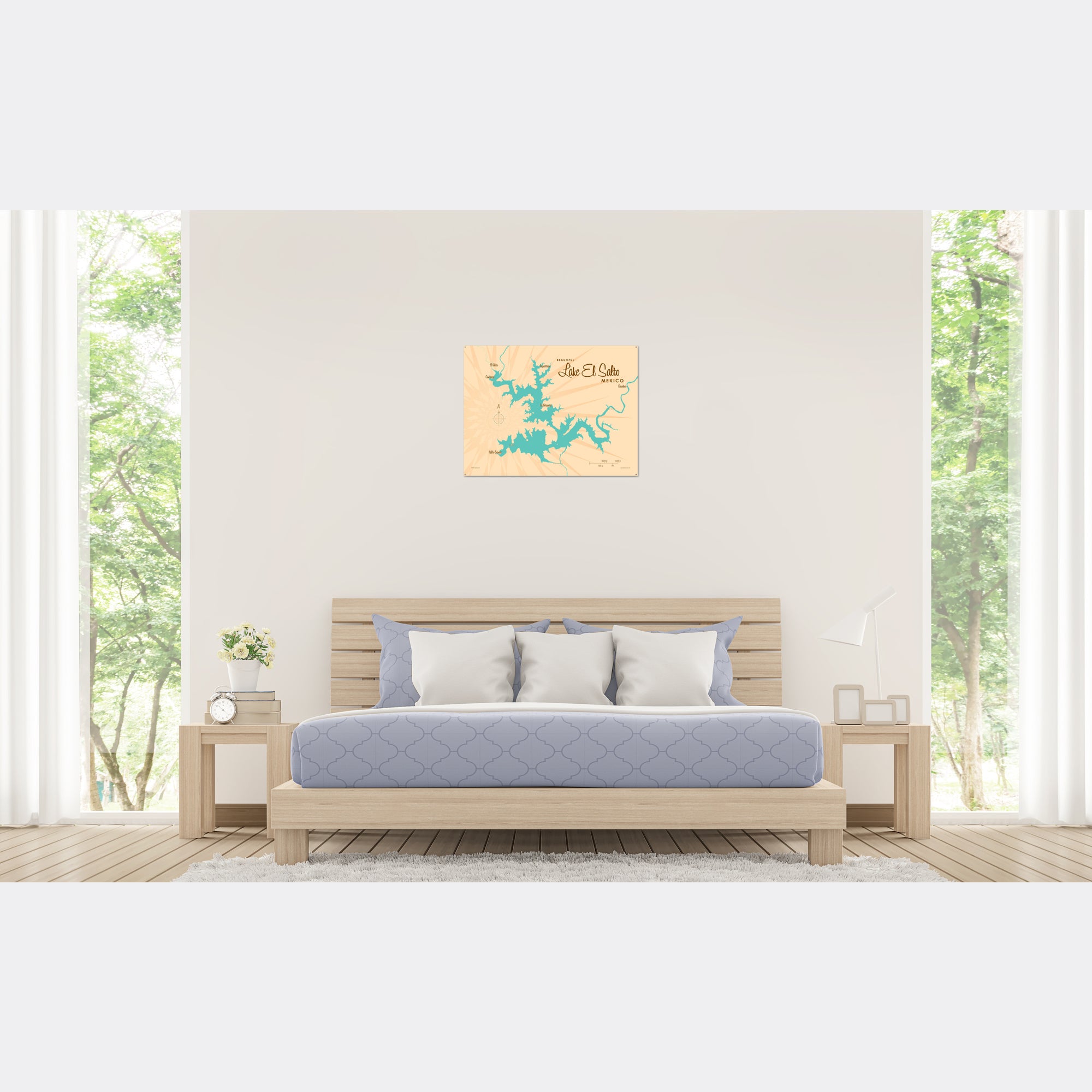 Lake El Salto Mexico, Metal Sign Map Art