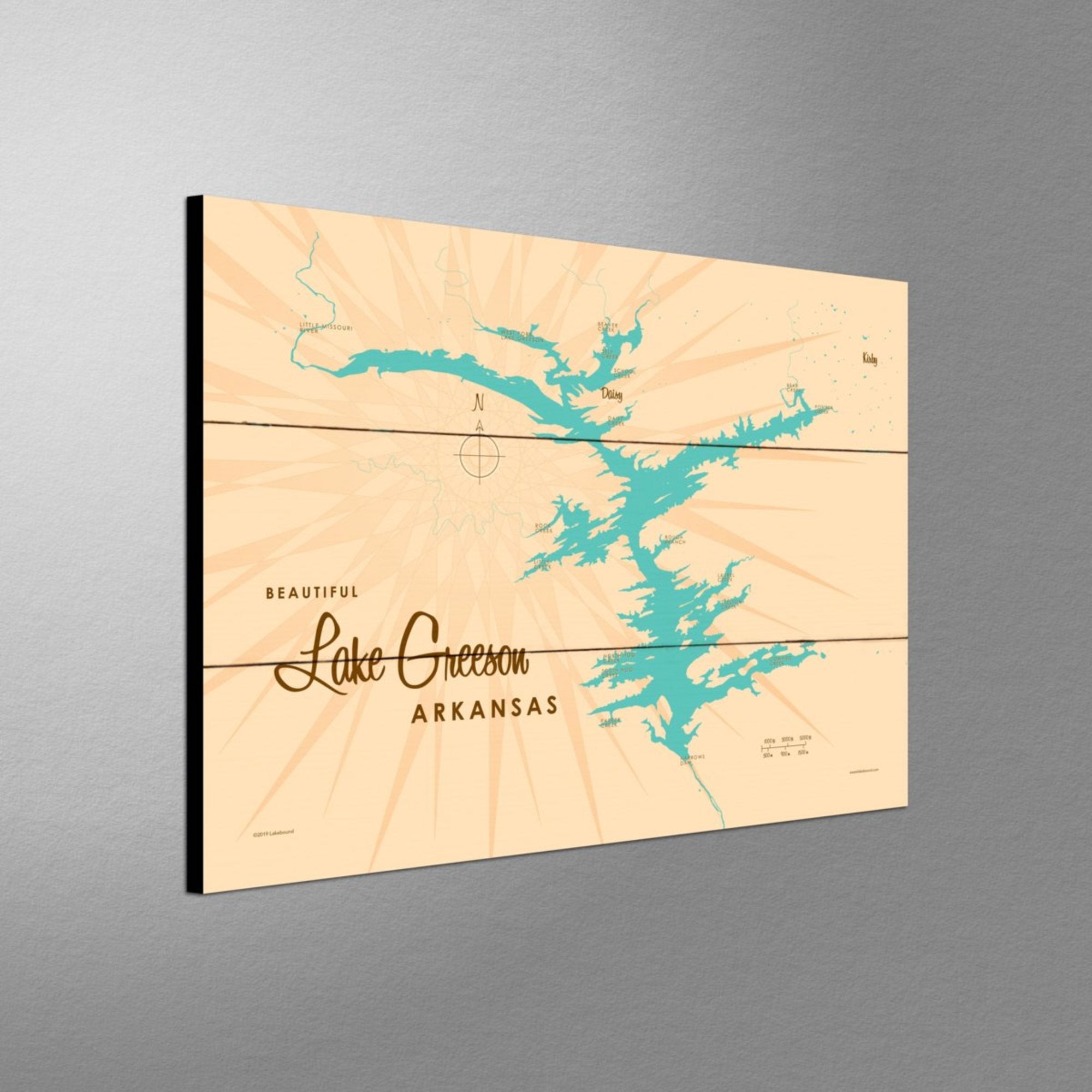 Lake Greeson Arkansas, Wood Sign Map Art